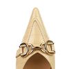 Scarpe singole da donna con tacco sottile, tacco medio, bocca bassa, a punta, in pelle verniciata con motivo pietra retrò con fibbia in metallo