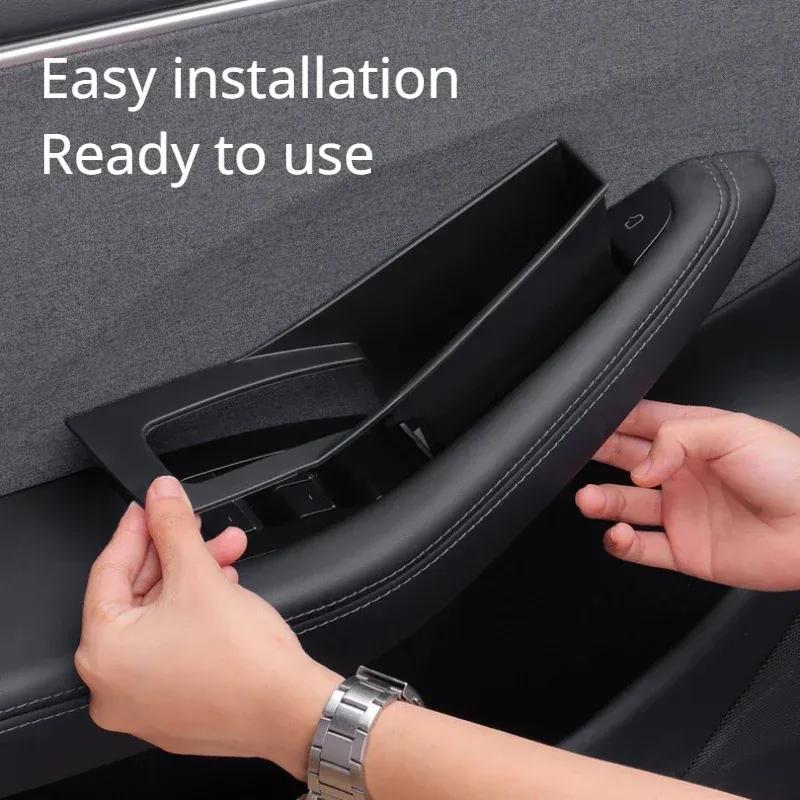 For Tesla Model Y/3/3+ Model Y Juniper 2025 Car Door Storage Box Four-door Inner Handle All-inclusive Storage Box Accessories
