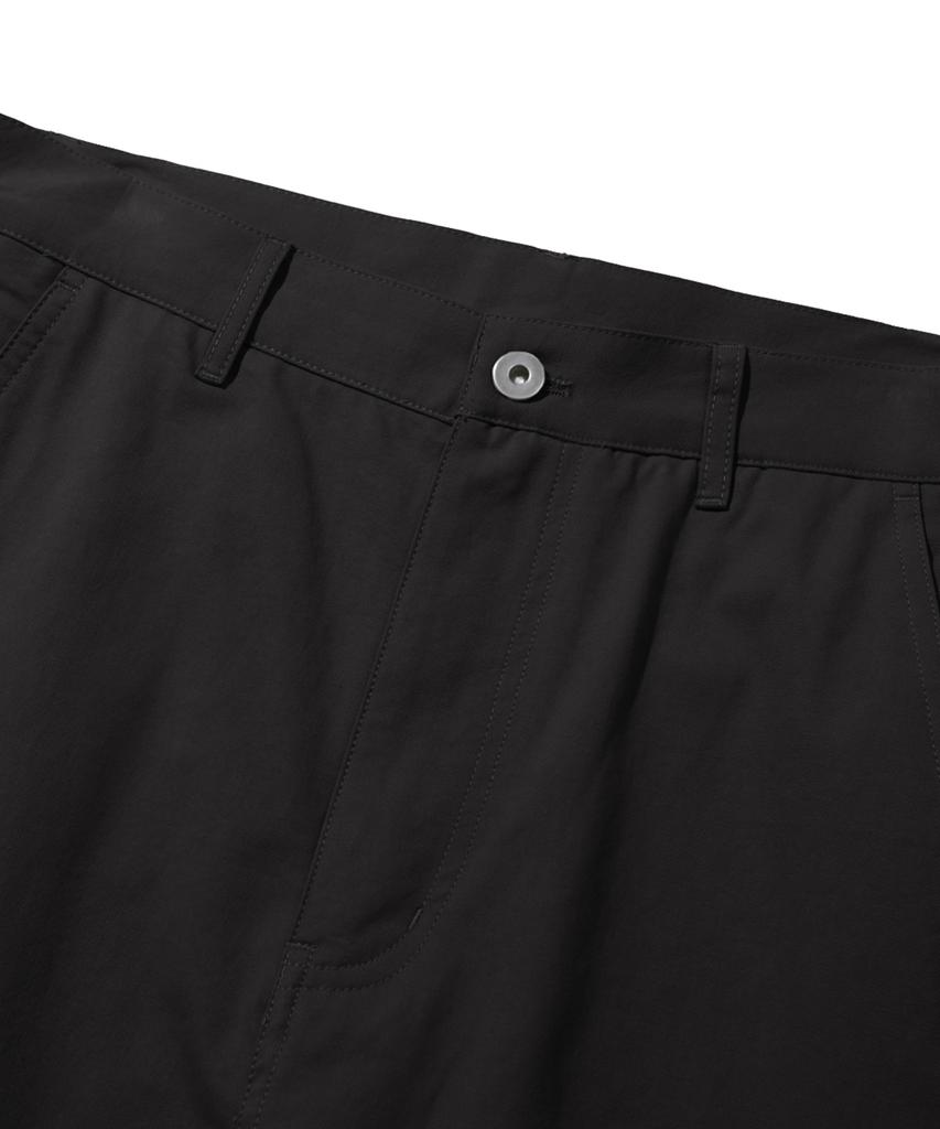 TRILLION Side Tuck Snap Button Wide Cotton Pants (Black)