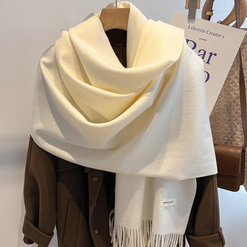 New imitation cashmere scarf women's autumn and winter versatile solid color khaki warm scarf shawl men