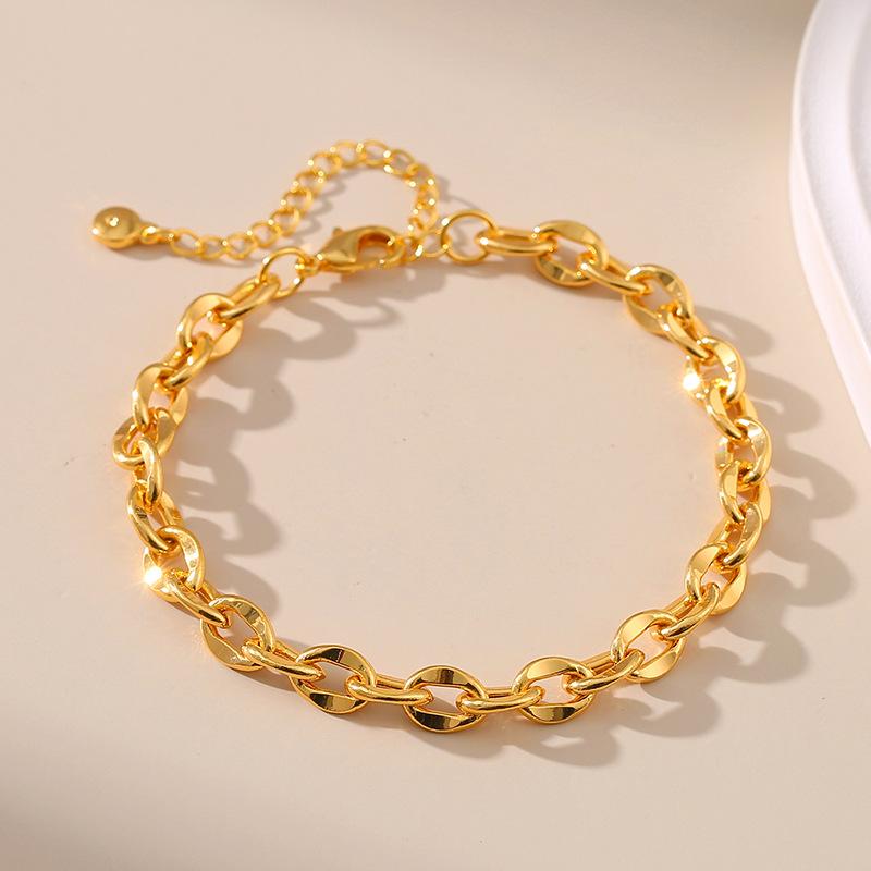 Bracciale a Catena O Placcato Oro 18k Stile Ins Europeo Americano Gioielli di Moda da Donna