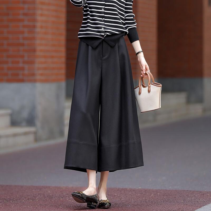 Demana Women's Pleated Wide-Leg Cropped Commuter Pants