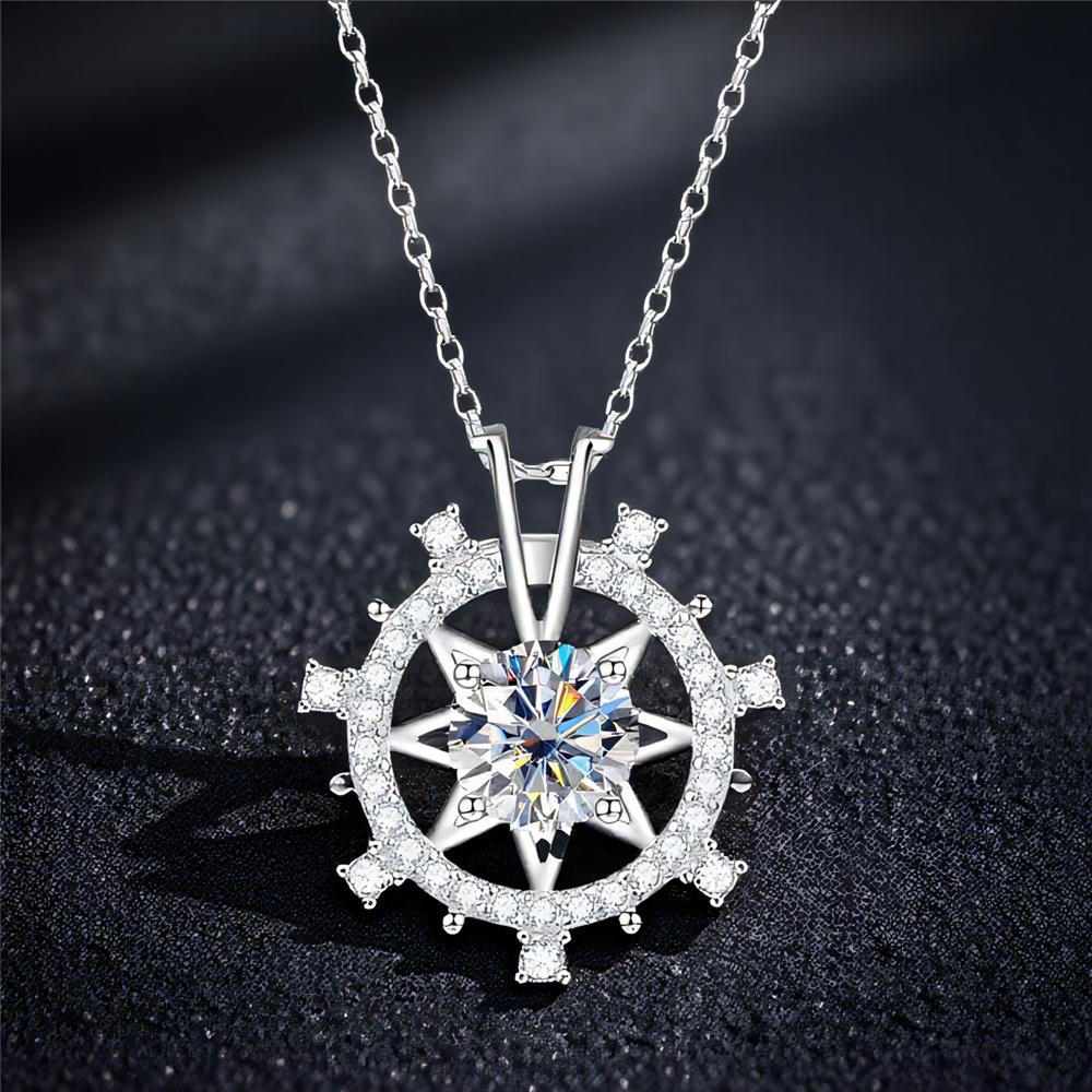 Female Crystal White Zircon Stone Pendant Necklace Vintage Silver Color Wedding Jewelry For Women