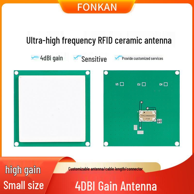 RFID 4dBi Ceramic Antenna with Circular Polarization for UHF Reader/Writer, Single Feed Point, SMA Connector