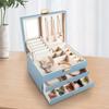 Elegant Three-Layer Leather Jewelry Box - Necklace, Earrings & Accessories Storage