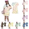 Girls Loose Fit Short Sleeve Dress Lightweight Round Neck Casual Animal Print Summer Dress for Kids Comfortable Daily Wear
