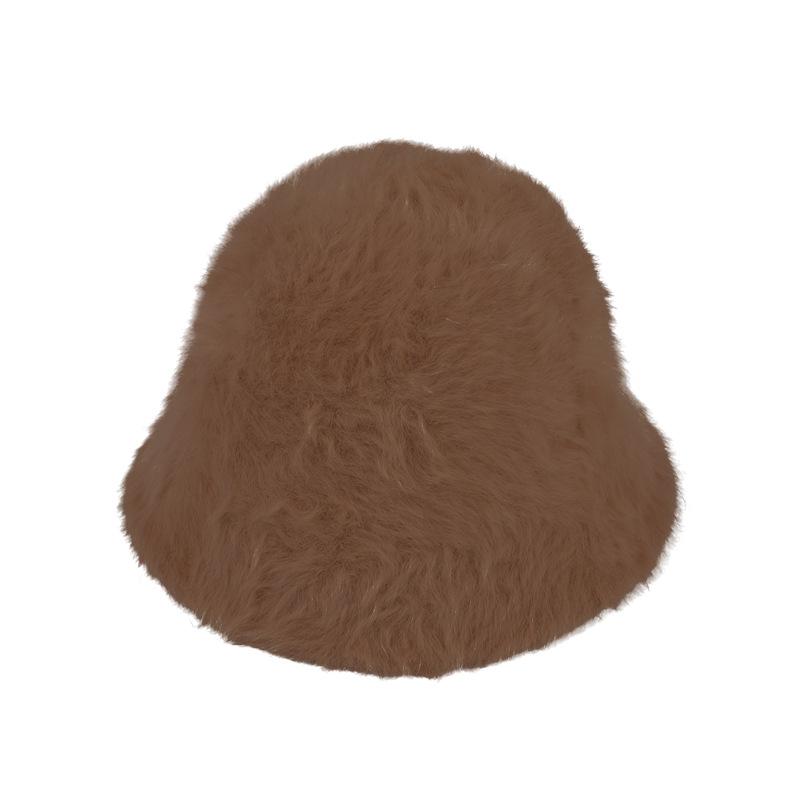 Autumn and winter new imitation rabbit fur bucket hat women's fashion street shot warm hat thickened dome versatile fisherman hat
