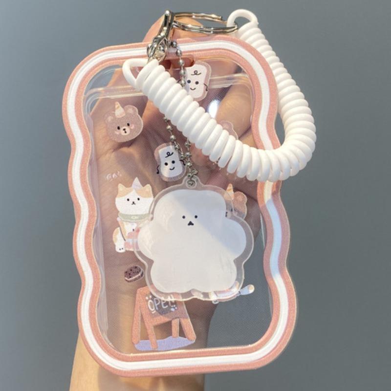 Kawaii Katze Transparent Acryl Luxuriöser Fotokartenhalter Kpop Idol Kartenschutz Kreativer Taschenanhänger Campus ID Aufbewahrungstaschen