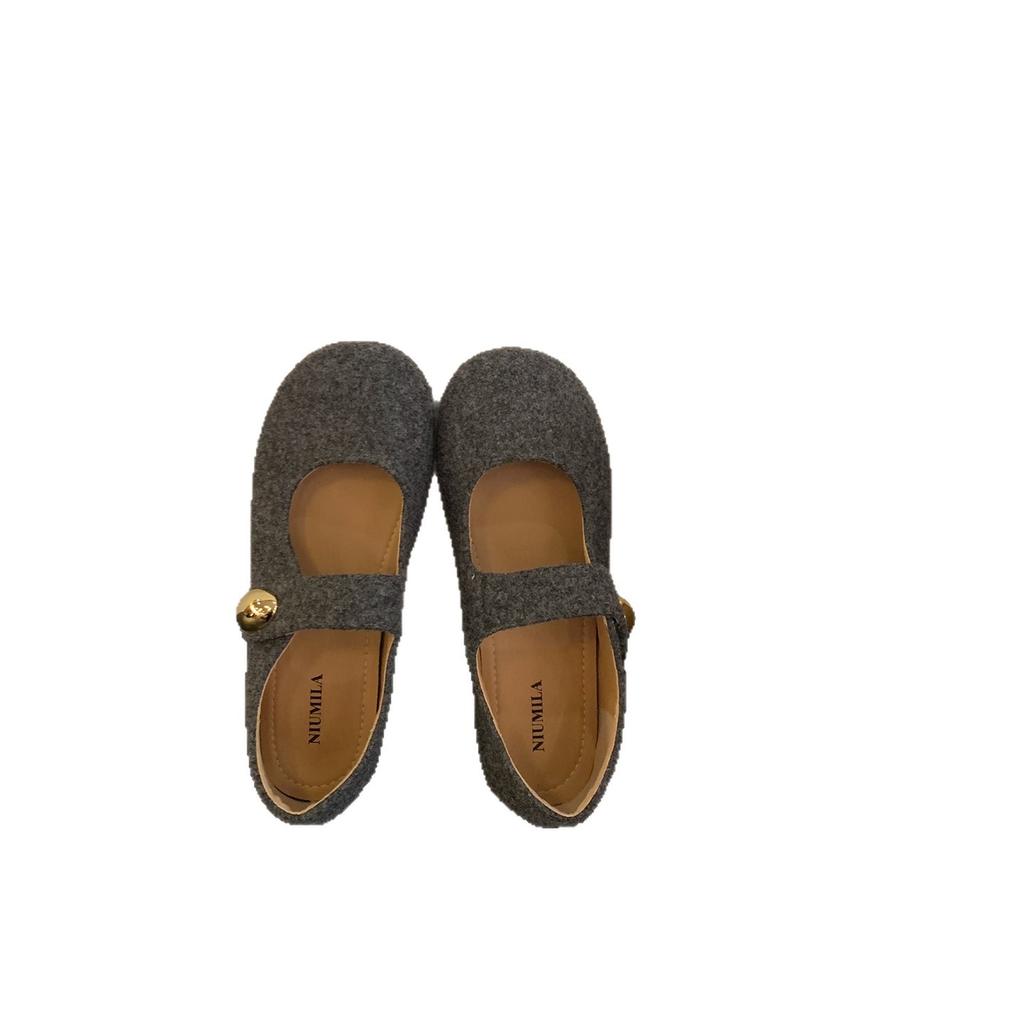 Late evening breeze gentle suede Mary Jane shoes women's single shoes 2025 new French retro with skirt ballet shoes ladyshoes