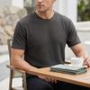 Herren Jacquard T-Shirt Einfarbige Rundhals gestreiftes Tee Lockerer Schnitt Lässig Stilvolles Sommer T-Shirt für den täglichen Gebrauch Straße Strand Urlaub