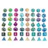 Dice Number Carved Pattern Dice Set 7-Die Iridescent Glitter Polyhedral Dice Two-tone Dice Set