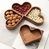 Wooden Serving Trays Stackable Candy Dish Heart-Shaped Nut Snack Tray Multi-tiered Platters for Coffee Table Rustic Home Decor