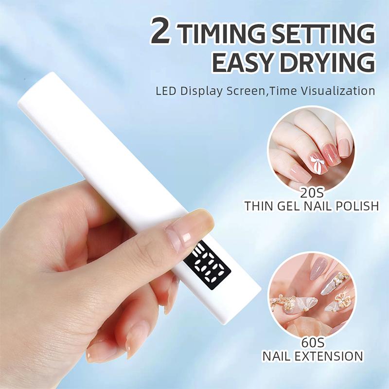 Handheld Portable Mini Nail Dryer Lamp UV LED Nail Light For Curing All Nail Gel USB Rechargeable Nail Art Tool Home Travel Use