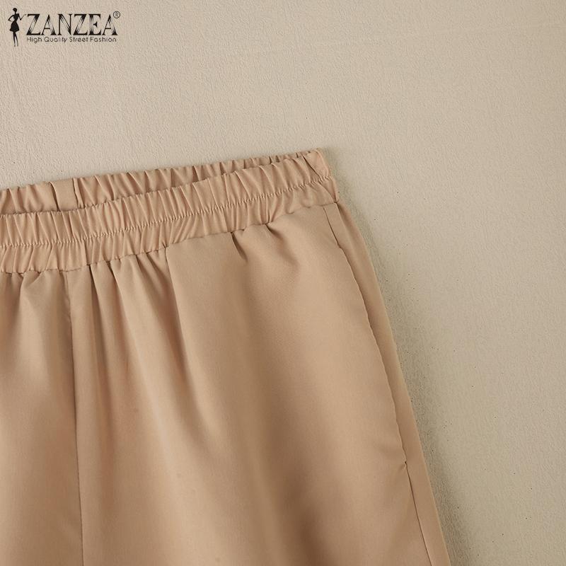 ZANZEA Women Floral Short Sleeve Shirt and Pants Summer Two Piece Suit Sets