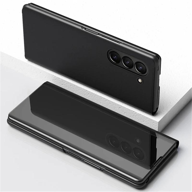 

A05S A05 A15 A25 A35 A55 чехол Роскошный прозрачный зеркальный флип кожаный чехол для телефона для Samsung Galaxy A05 A05S A15 A25 A35 A55 5G противоударный чехол-книжка с подставкой For Samsung Galaxy A25 5G чёрный