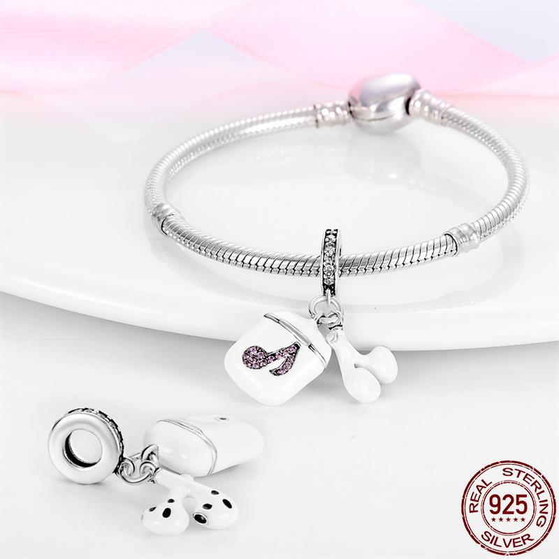 Se potrivește mărgele de brățară Nou în argint 925 Căști pentru muzică Seria inimii Brelocuri Bijuterii DIY pentru femei Cadou