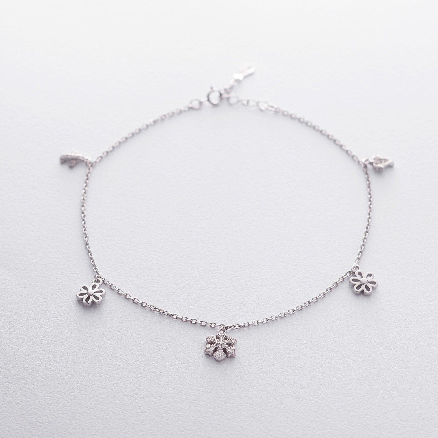 

Срібний браслет на ногу з фіанітами Oniks 28 cm срібний