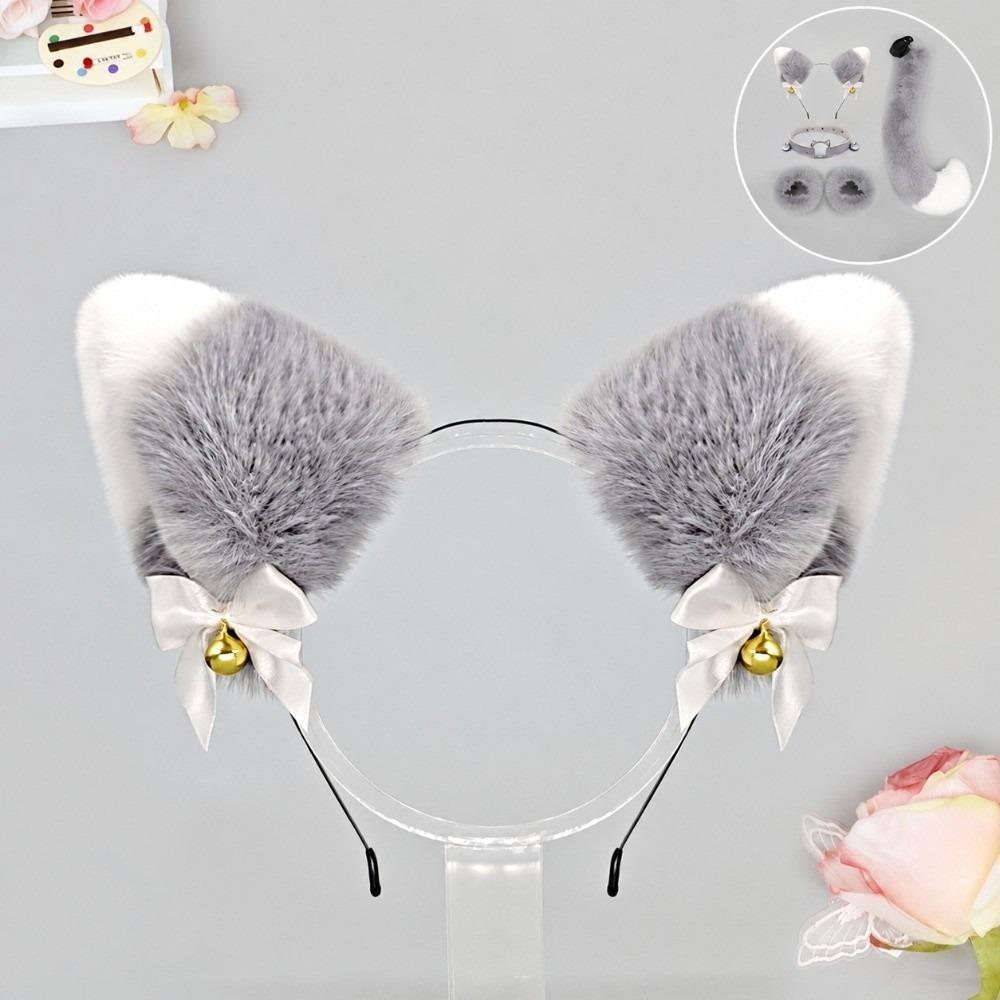 Handmade Fox Ears Hairband Ribbon Bow Animal Cosplay Hair Band Cat Ear Headband  Hair Accessories