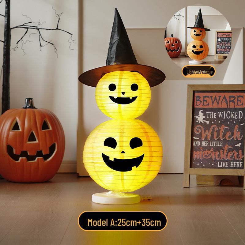 Light-Up Halloween Pumpkin Lantern Ornaments for Bar and Storefront Decor