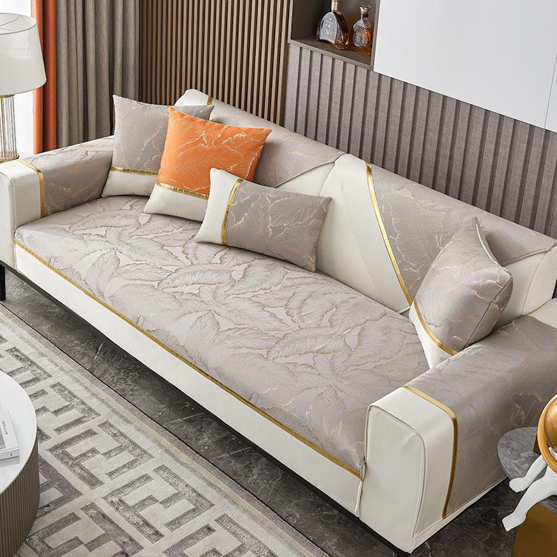 Chenille Jacquard Leaves Sofa Cover Anti-slip Combination Sofa Cushion for Living Room Cover Furniture Dust Protection Towel