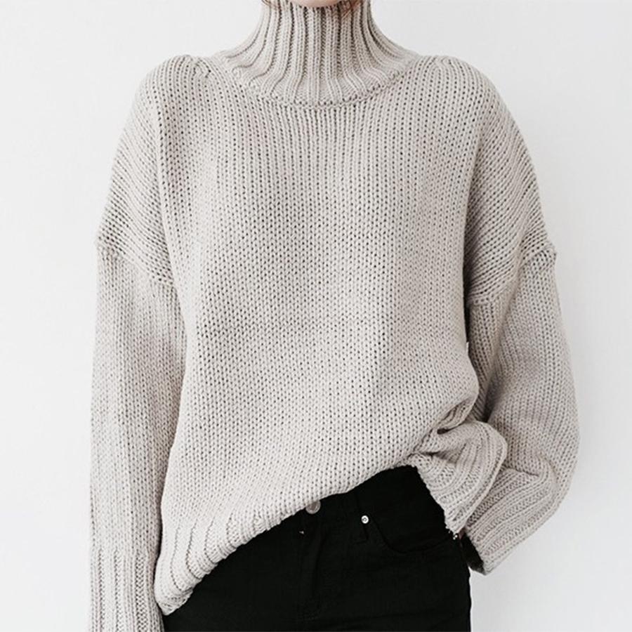 

Осень Зима Новинки Мужской С высоким воротником С длинным рукавом Однотонный Вязаный Пуловер Свитер Женская одежда S белый