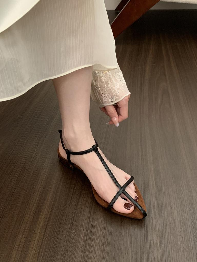 French pointed cross strap sandals women's shoes 2025 new summer with skirt fairy temperament Roman shoes