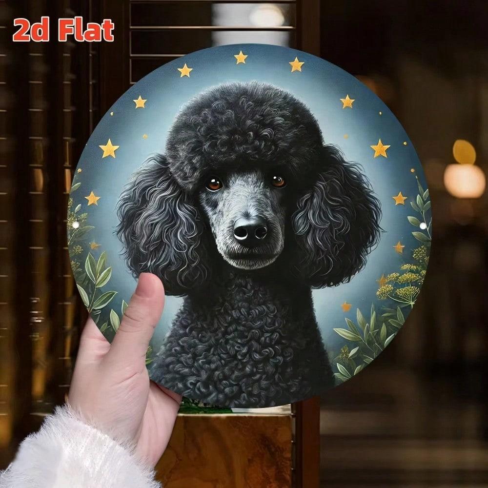 Elegant Black Poodle Stars 2D Flat Wall Art HD Print Waterproof Dustproof Home Decor 20x20 белый