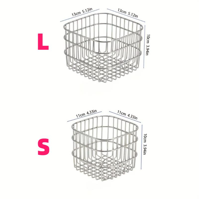 4pcs Stainless Steel Storage Baskets with Open Weave Design Multi-Purpose Organizer for Bathroom Kitchen Desk Storage Resistant