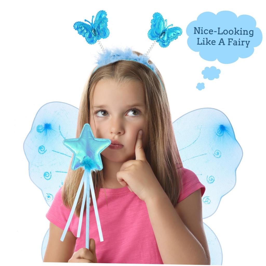 PRETYZOOM Ailes d'Ange, Costume Cosplay pour Enfants, Ailes de Papillon, Jolies Ailes de Fée, Parfait pour les Spectacles sur Scène, Halloween, Noël, Fêtes,