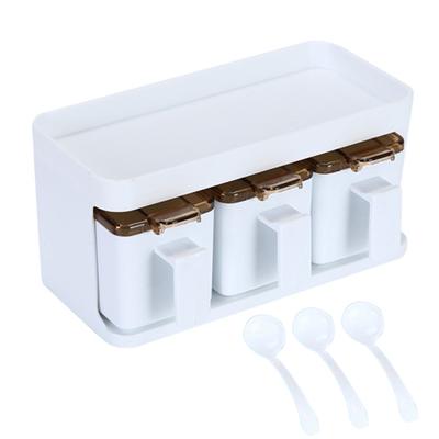 Utile Contenitore per Condimenti Classificato Antipolvere Grande Capacità 3/4 Scomparti Organizzatore da Bancone Gadget da Cucina Contenitore per Condimenti