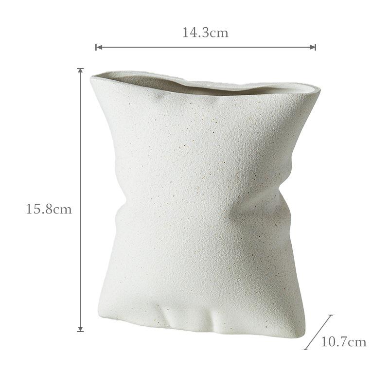 Elegant French Cream Ceramic Vase for Flowers, Light Luxury Home Decor Ornament