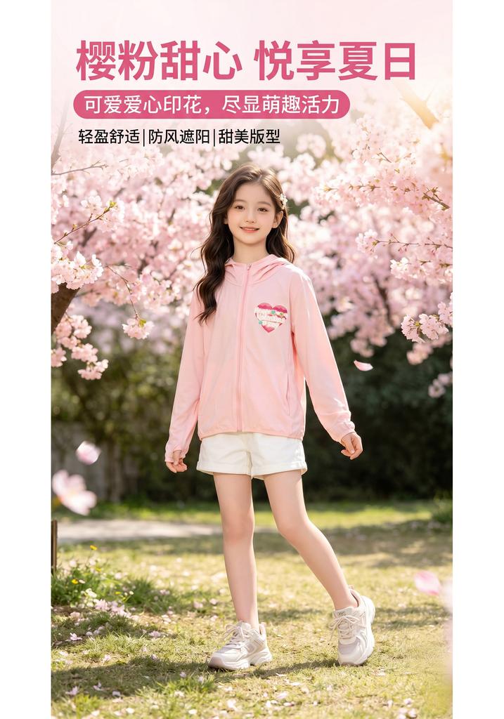 Girls' lightweight hooded jacket summer new style children's breathable long sleeved skin jacket
