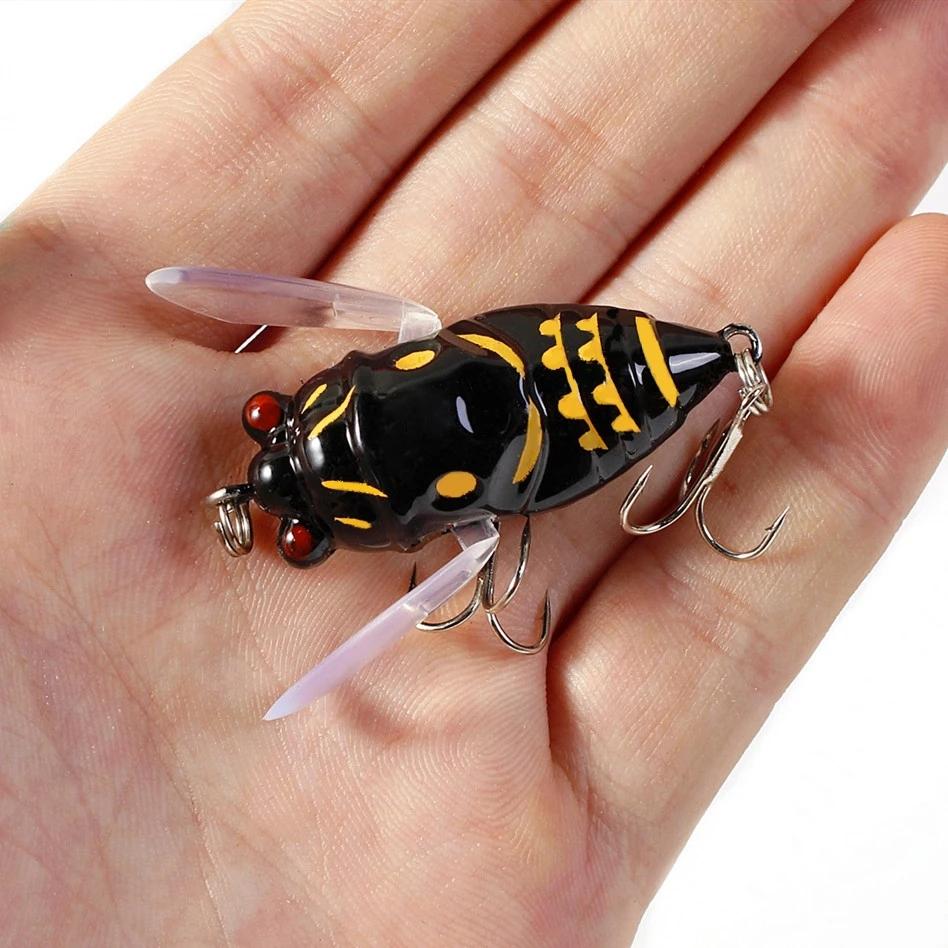 Cicada Imitation Soft Bait with Fluttering Wing Surface Lure for Bass Snakehead Topwater Fishing Topwater Popper for Freshwater Saltwater Fishing