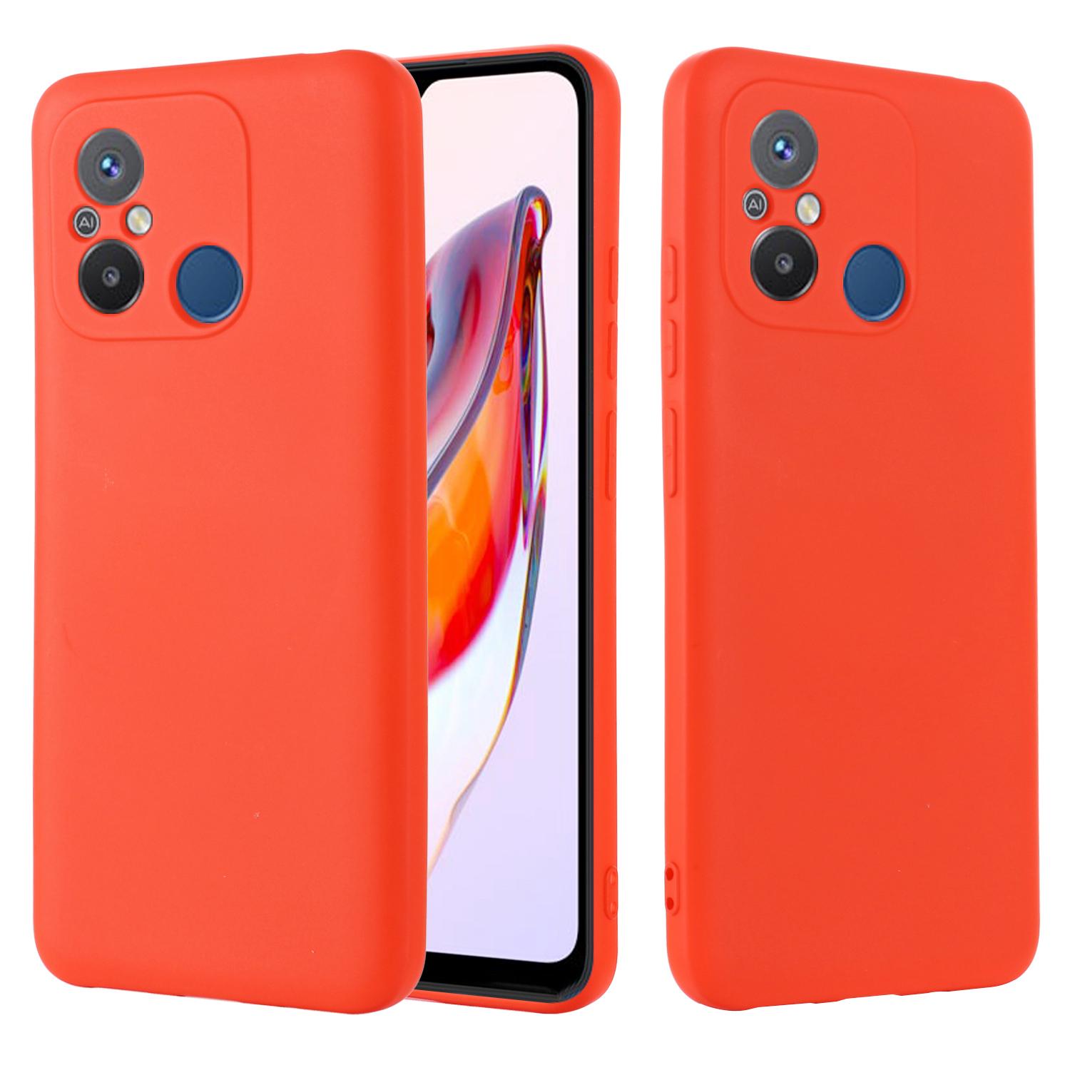 

For Xiaomi Redmi 11A 4G/Redmi 12C 4G/Poco C55 4G Shockproof Phone Shell Liquid Silicone Soft Lining Protective Cover with Strap Red