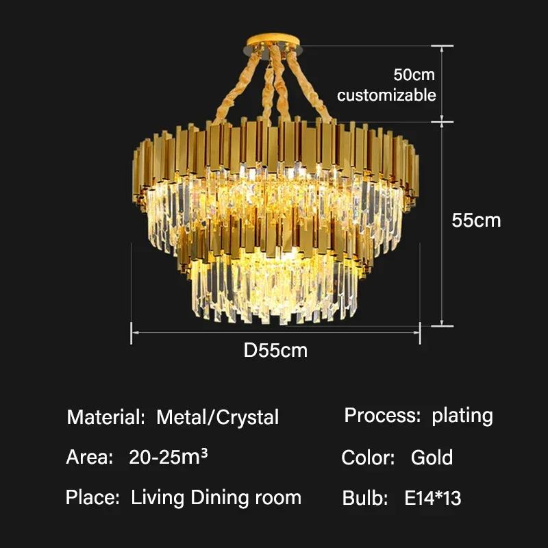 Modern living room luxury gold LED crystal chandelier villa home home decoration indoor ceiling chandelier lighting fixtures