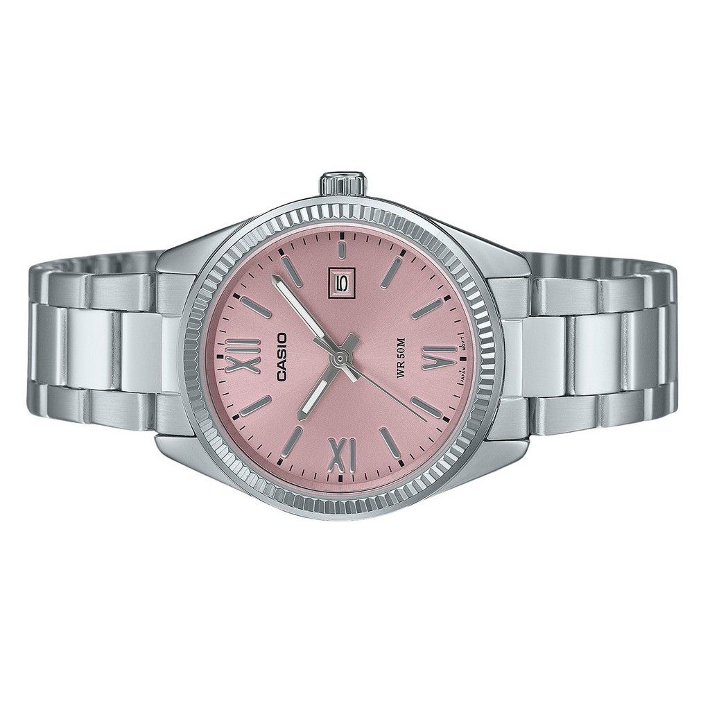 Casio Normál analóg rozsdamentes acél, rózsaszín számlapú kvarc LTP-1302DD-4A1V női karóra