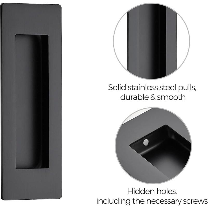 2pcs Recessed Door Handles, 4.37 in Rectangle Sliding Closet Door Handles, Aluminum Alloy Drawer Pulls for Cabinet, Door, Win