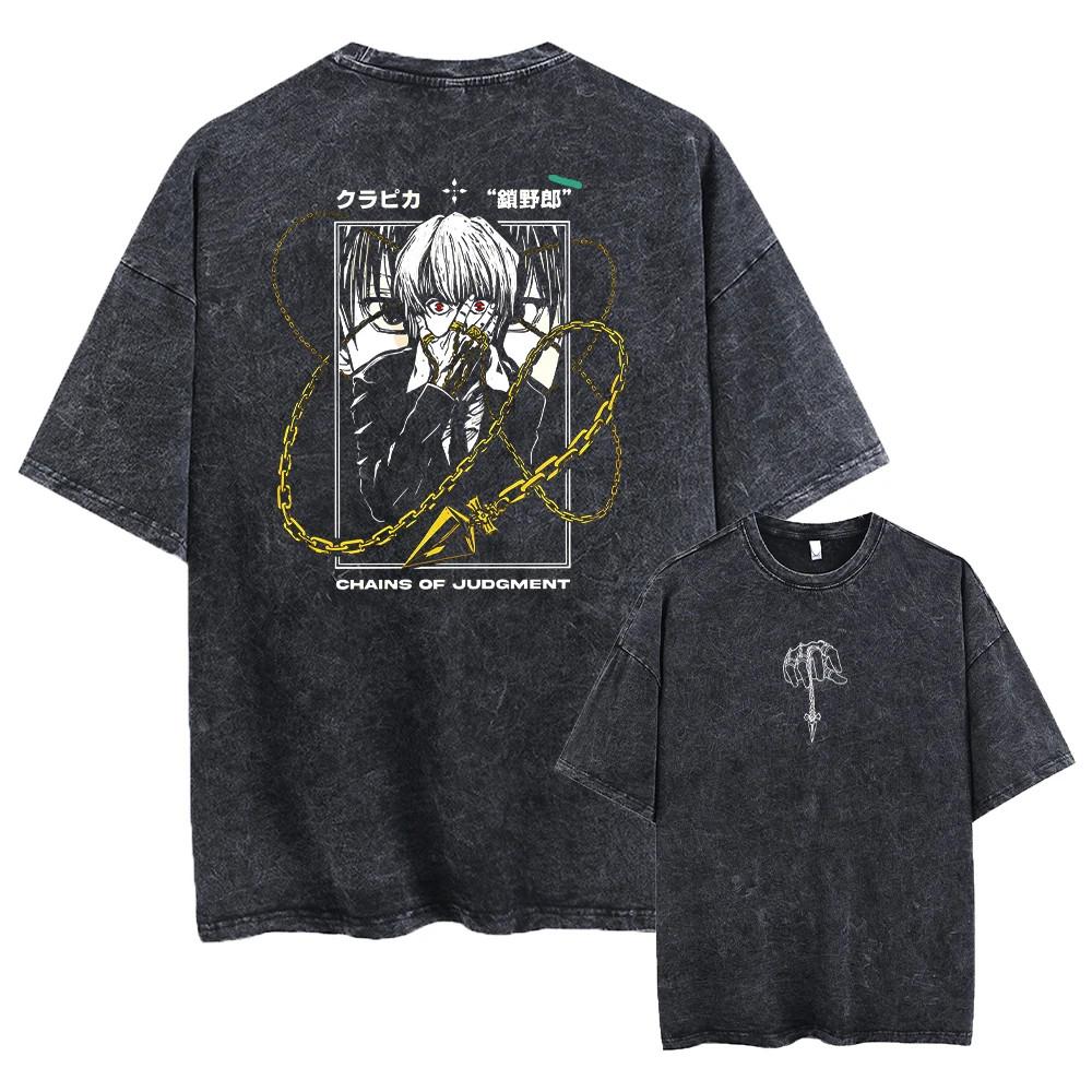 Hunter X Hunter Vintage Graphic TShirt Washed Cotton Hip Hop Tee Unisex