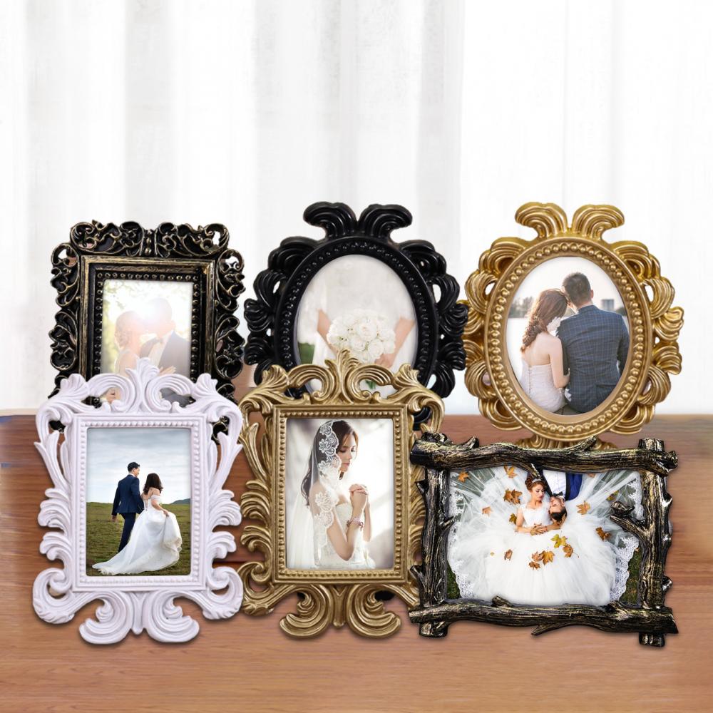 Floral Photo Frame Elliptical Picture Frame Small Baroque Photo Holder Desktop Picture Frame Wedding and Home Decor Gift