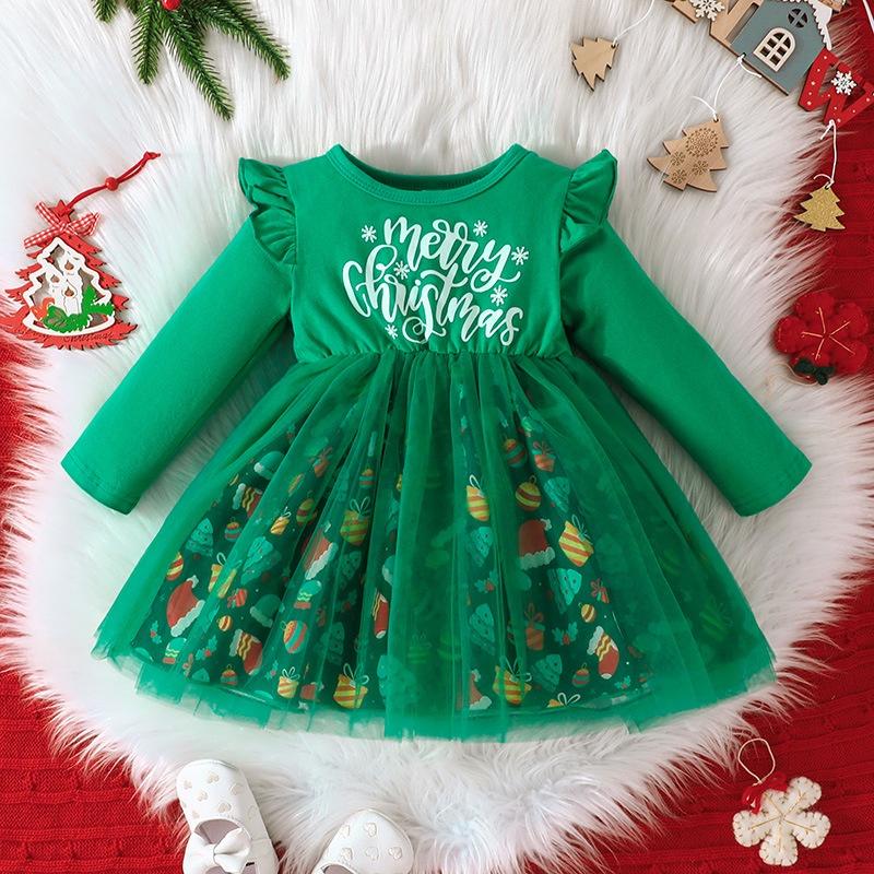 Baby Weihnachtskleid für Mädchen Cartoon Weihnachtsmann Kleider Festival Party Kleid Frohe Weihnachten Babykleidung Mädchen Weihnachtskleid