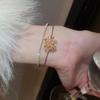 Zircon Flower Double Layer Open Bangle - Minimalist Luxury Bracelet
