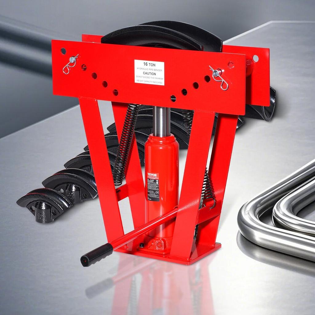 Hydraulic Pipe Bender, 16 Ton Manual Pipe Bending Tool with 8 Dies
