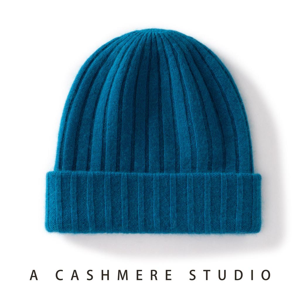 Cashmere hat women's autumn and winter versatile double-layer thickened warm knitted wool ear protection hat men's pit strip first-line hat winter