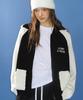 RONRON 88 Blocking Cowichan Knit Zip Up Black Cream