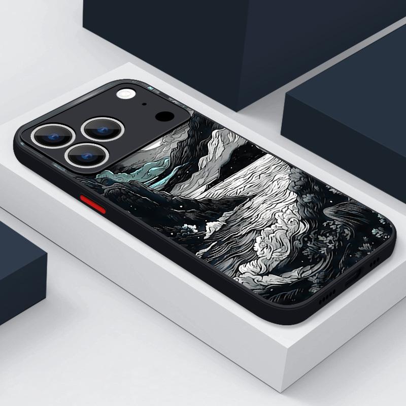 Ink Painting Patterns Phone Case For iPhone Air 16e 17 16 15 14 17 Pro Max 13 12 Pro 17 Shockproof Hard PC Soft Edge TPU Cover