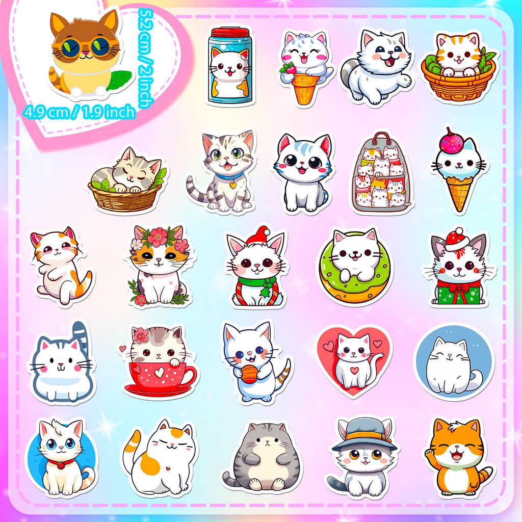 50 Cartoon Cute Bread Meow Stickers Ins Girl Super Cute DIY Japanese and Korean Kitten Avatar Stickers