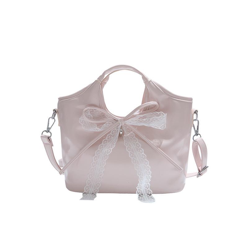 Ribbon Bow Solid Color Bucket Handbag Single Shoulder Crossbody Bag Women Gift