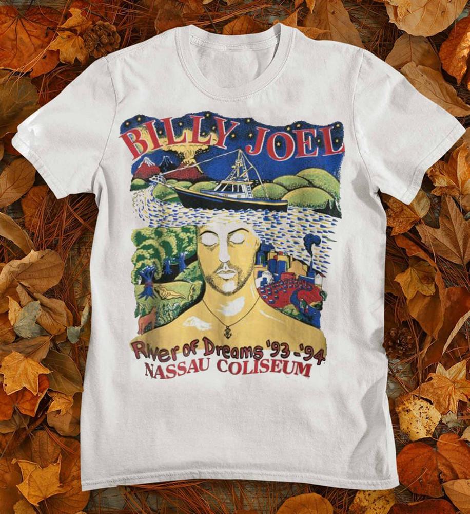 Vintage Billy Joel River Of Dreams Tour Tee T Shirt White S-4XL EE180 Unisex T-Shirt S
