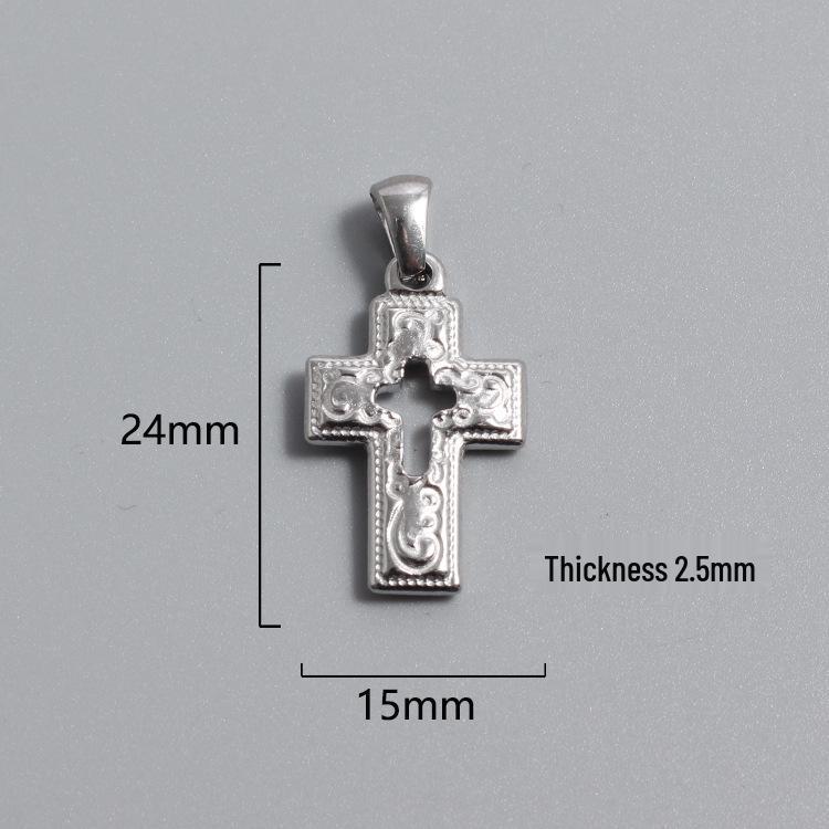 Retro Titanium Steel Cross Necklace Pendant - Stainless Steel DIY Jewelry Accessory, Fade-Resistant