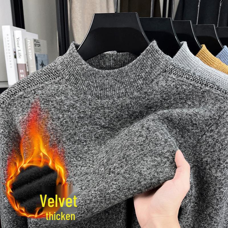 Men's Plus Velvet Thick Round Neck Anti-Pilling Fleece Pullover - Autumn/Winter 2025 Collection